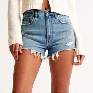 Abercrombie ultra high rise mom shirt denim cut offs